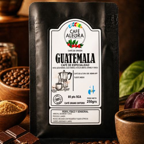 Café de especialidad en grano, puro - 250 Grs. Un café 100 % arábica de Guatemala, balanceado y aromático